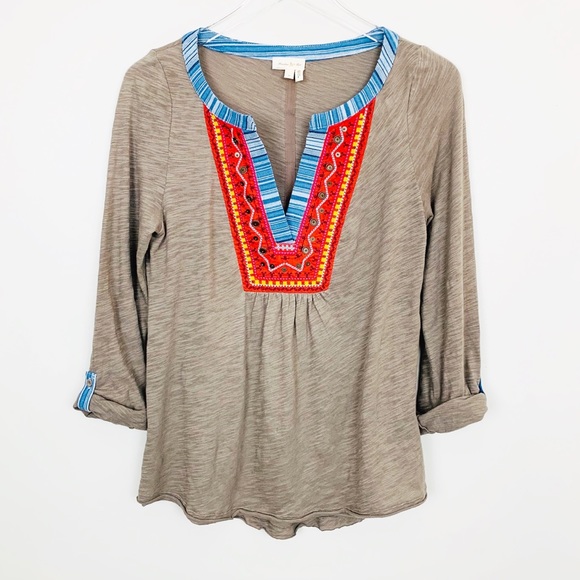 Anthropologie Tops - ANTHROPOLOGIE Meadow Rue Cuoco Henley Tee S Brown